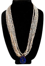 A gem-set and 14k gold torsade necklace