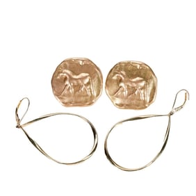 Two pairs of 14k gold earrings