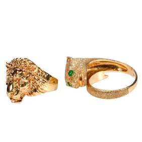 Two 14k gold animal motif rings
