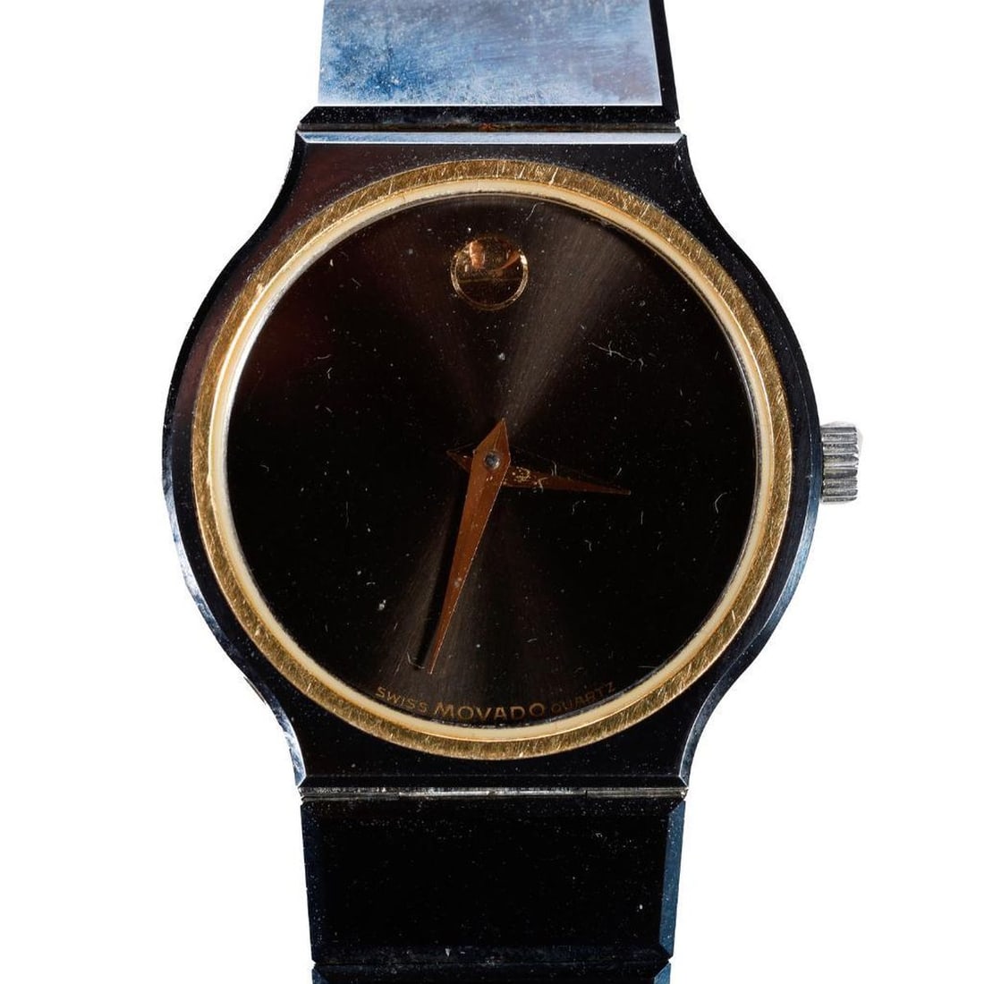 Vintage Movado Museum stainless steel wristwatch: ladies, quartz, with extra links; length: 6 1/2 in.