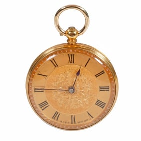 An Alfred Wood 18k gold keywind pocketwatch