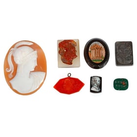 Seven unmounted cameos and intaglios