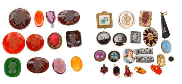 Group of unmounted cameos, intaglios and elements