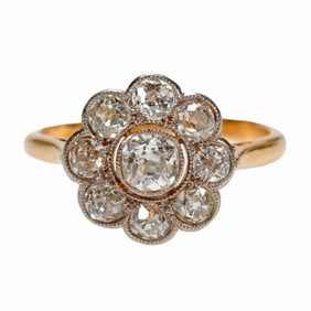 Antique diamond & platinum-topped 18k gold ring