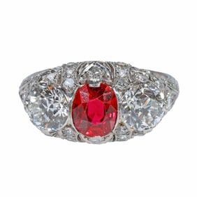 Art Deco Burmese ruby and diamond ring