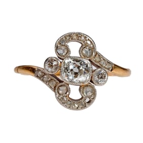 Antique diamond & platinum-topped 14k gold ring
