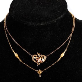 A group of antique gold jewelry