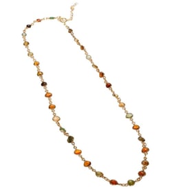 A multi-color tourmaline and gilt silver necklace