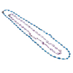 Two gem-stone and blackened silver necklaces