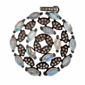 A labradorite, diamond and blackened silver pendant