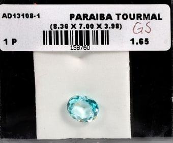 An unmounted paraiba type tourmaline
