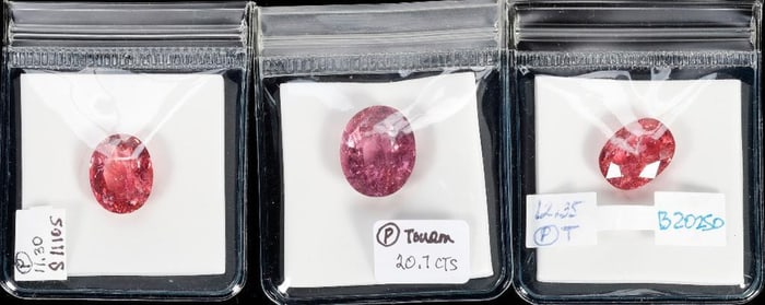 Three unmoynted pink tourmalines