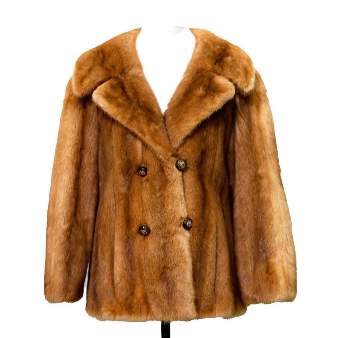 Vintage Double-Breasted Fur Jacket, with Muff (1 of 4)