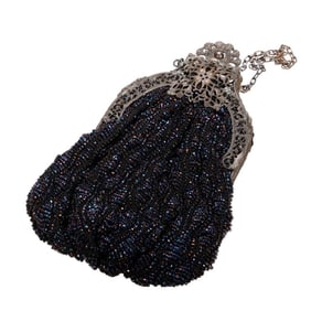 Edwardian Iridescent Black Beaded Purse