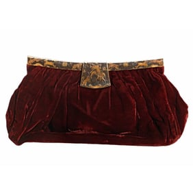 Vintage Burgundy Velvet Clutch Purse