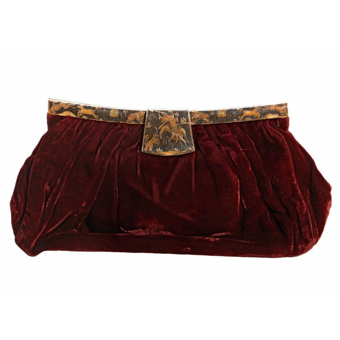 Vintage Burgundy Velvet Clutch Purse (1 of 4)