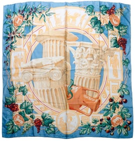 Two Belle von der Goltz Silk Scarves, Columns/Knight