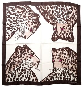 Louis Vuitton Silk Leopard Scarf, with another