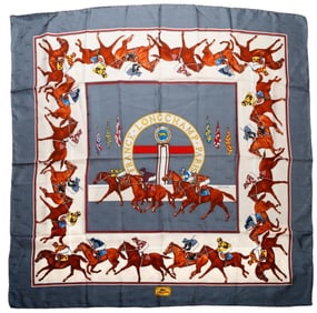 Two Longchamps Silk Equestrian Scarves