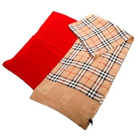 Burberry Plaid Silk Jacquard Scarf, with another
