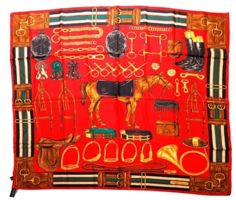 Two Ralph Lauren Silk Scarves, Equestrian