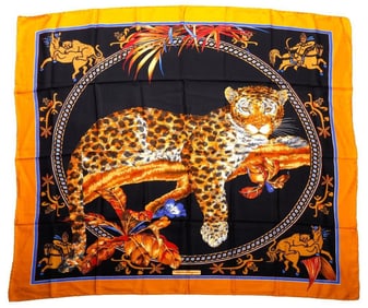 Two Ferragamo Silk Scarves, Leopards