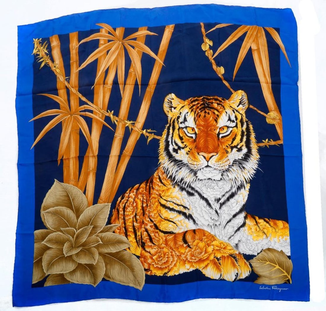 Two Ferragamo Silk Scarves, Tiger/Leopard (1 of 5)