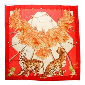 Two Ferragamo Silk Scarves, Leopards/Flora and Fauna