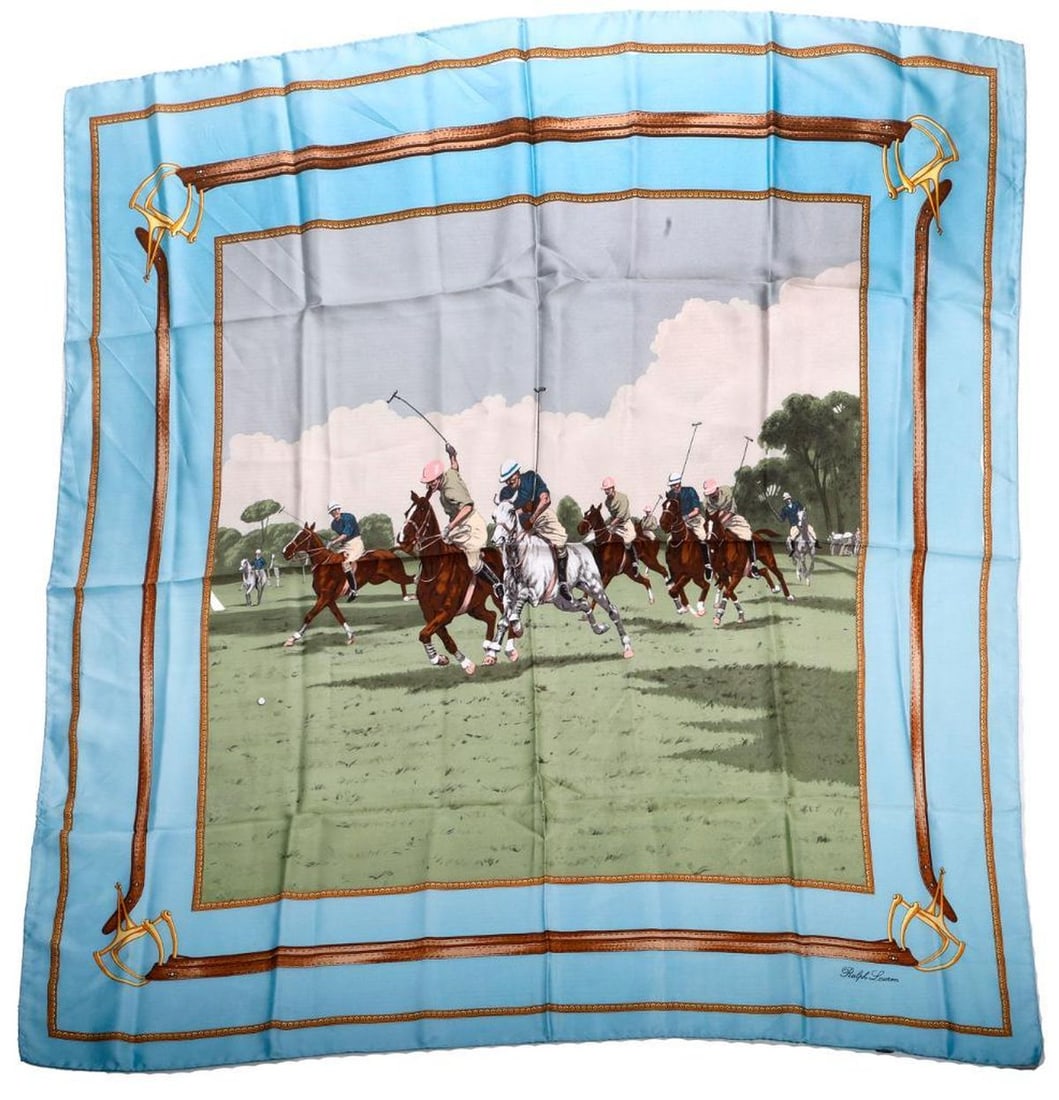 Two Ralph Lauren Silk Scarves, Polo Field/Royal Blue (1 of 4)