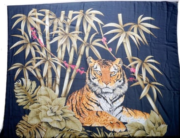 Three Ferragamo Silk Chiffon Scarves, Tiger/Floral