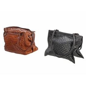 Two Vintage Bottega Veneta Woven Leather Bags