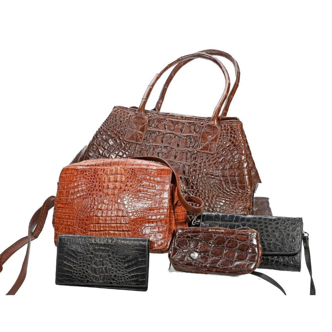 Two Vintage Alligator Tote/Shoulder Bags, and Three Wallets/Pouches (1 of 9)