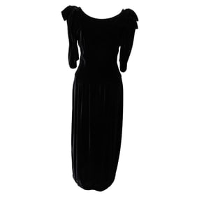 Belle France Black Velvet Cocktail Dress (Sz 8)