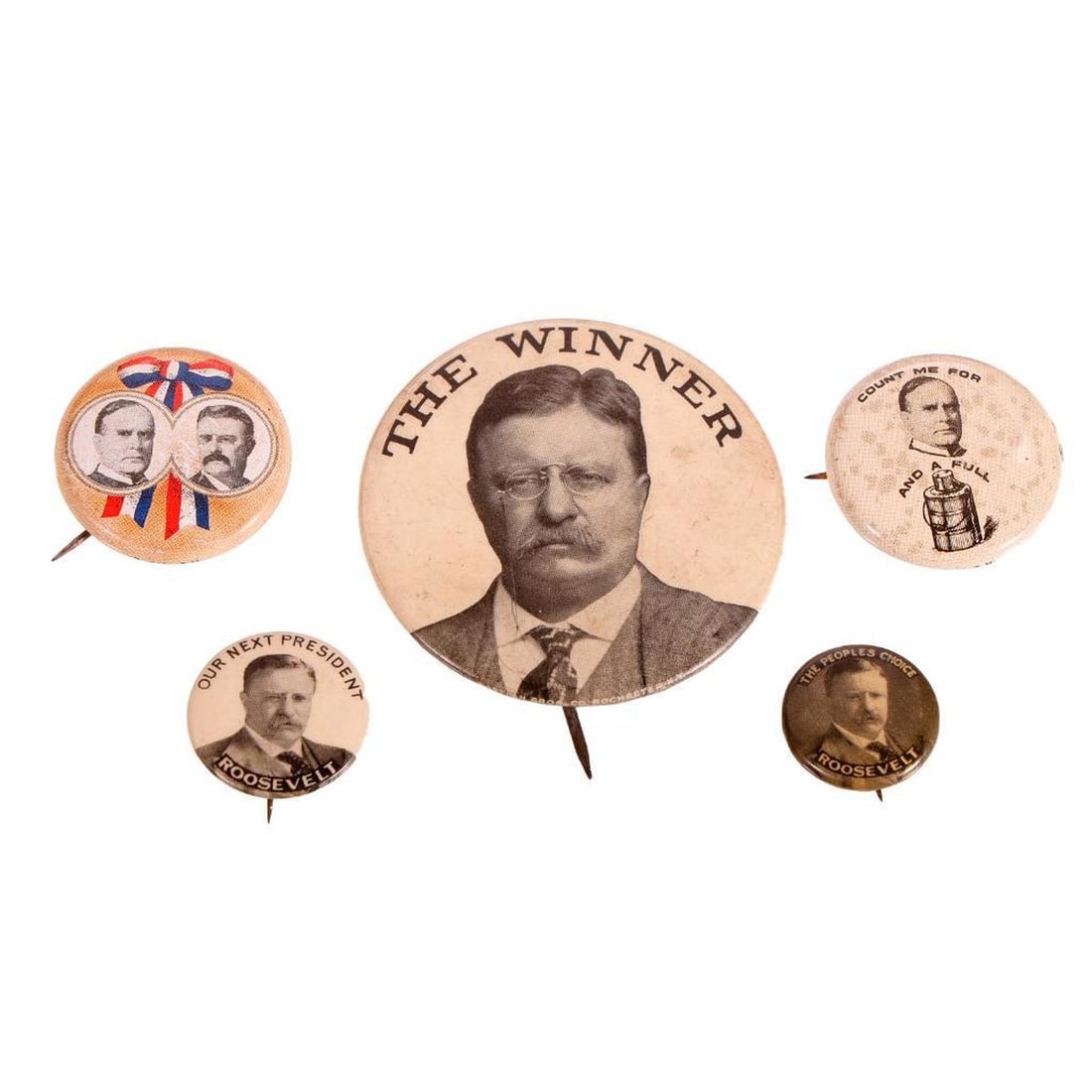 Theodore Roosevelt 1912 "The Winner" Button, with others (1 of 2)