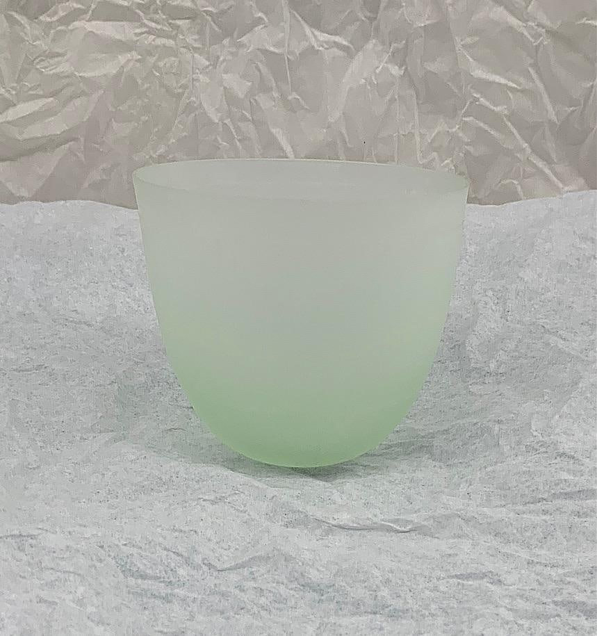 CCAA GLASGALERIE KOLN Glass Cup Beaker: Reproduction of antique, wide mouth cup shaped, frosted glass. 3 1/2 x 4 inches dia. (8.9 x 10.2 cm dia.) Provenance: CCAA Glass Gallery Cologne These replicas, based on Roman originals from important