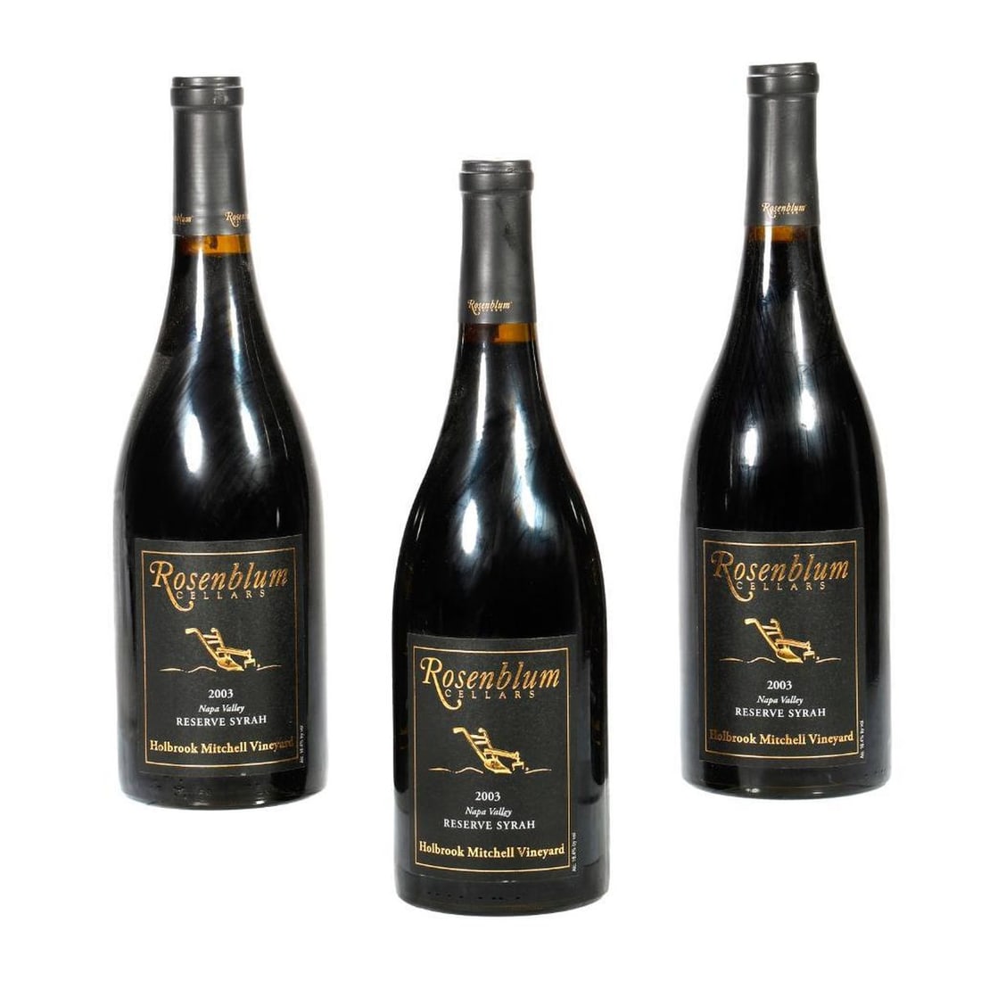 Case of Rosenblum Cellars Mitchell Vineyard Reserve Syrah: Comprising (9) bottles 2003 Reserve Syrah and (3) bottles @ 2004 Reserve Syrah. Please note that Turner Auctions + Appraisals does not guarantee the condition of this estate wine whether it is un