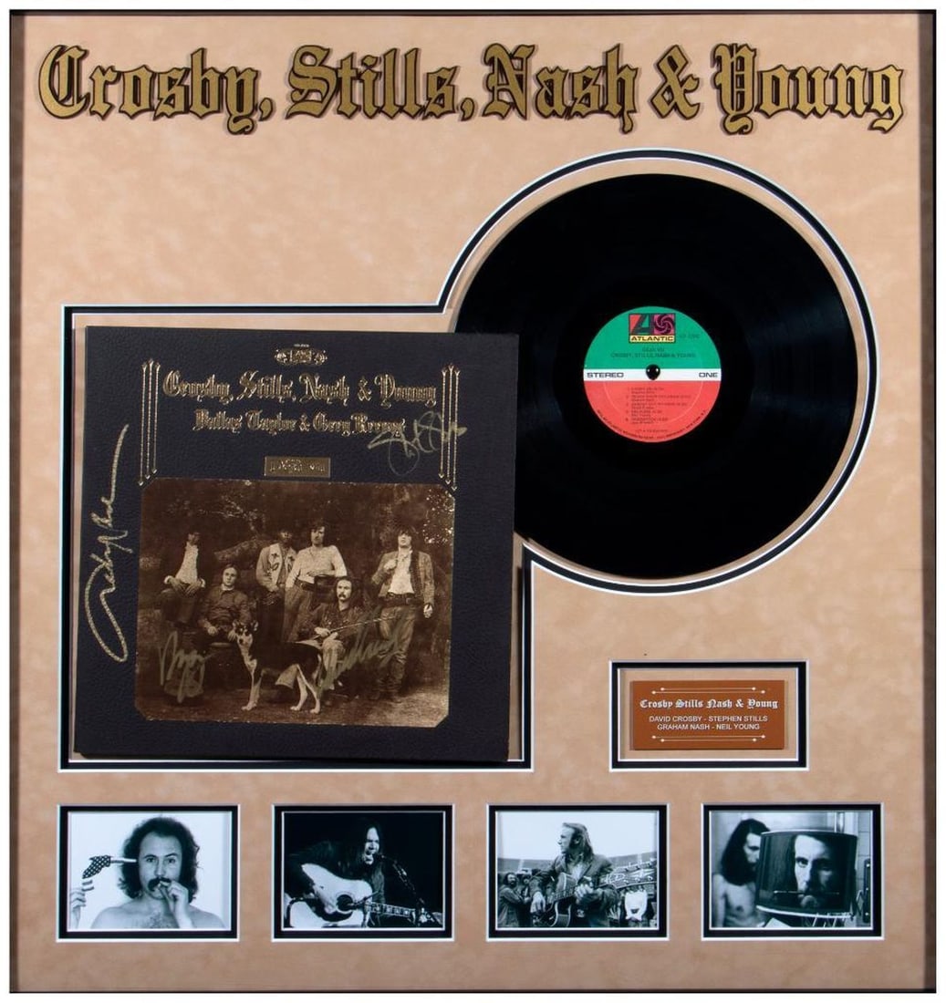 Grosby, Stills, Nash & Young band signed album cover. (1 of 8)