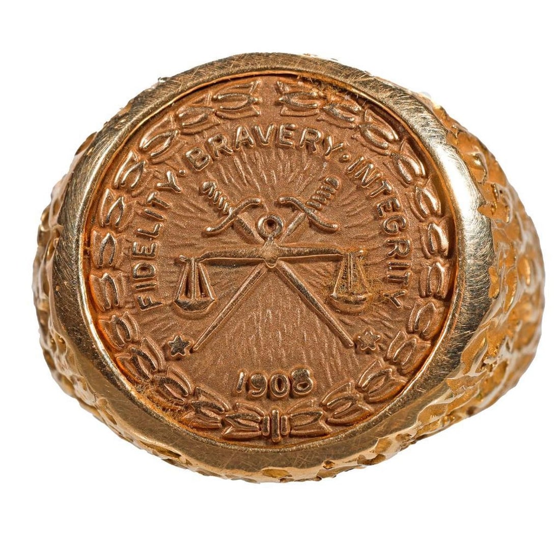 An FBI gold 20 year service medal ring (1 of 3)