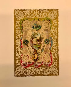 Vintage valentine card: gold and white