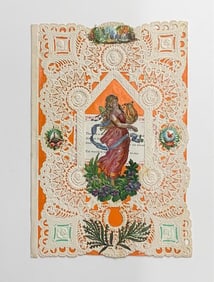 Vintage valentine card: female figure with lyre