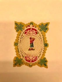 Vintage valentine card: boy with musical instrument