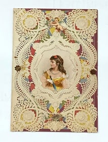 Valentine Card: female figure, "I Adore Thee"