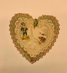 Valentine Card: heart-shaped, boy and parrot