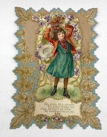 Valentine Card: girl with flowers