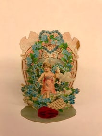 Valentine Card: pop-up, cherub and flowers
