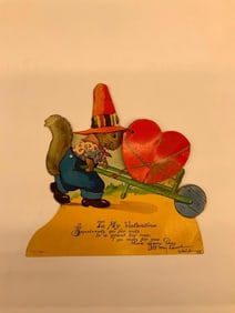 Valentine Card: squirrel with pushcart, "To My Valentine"