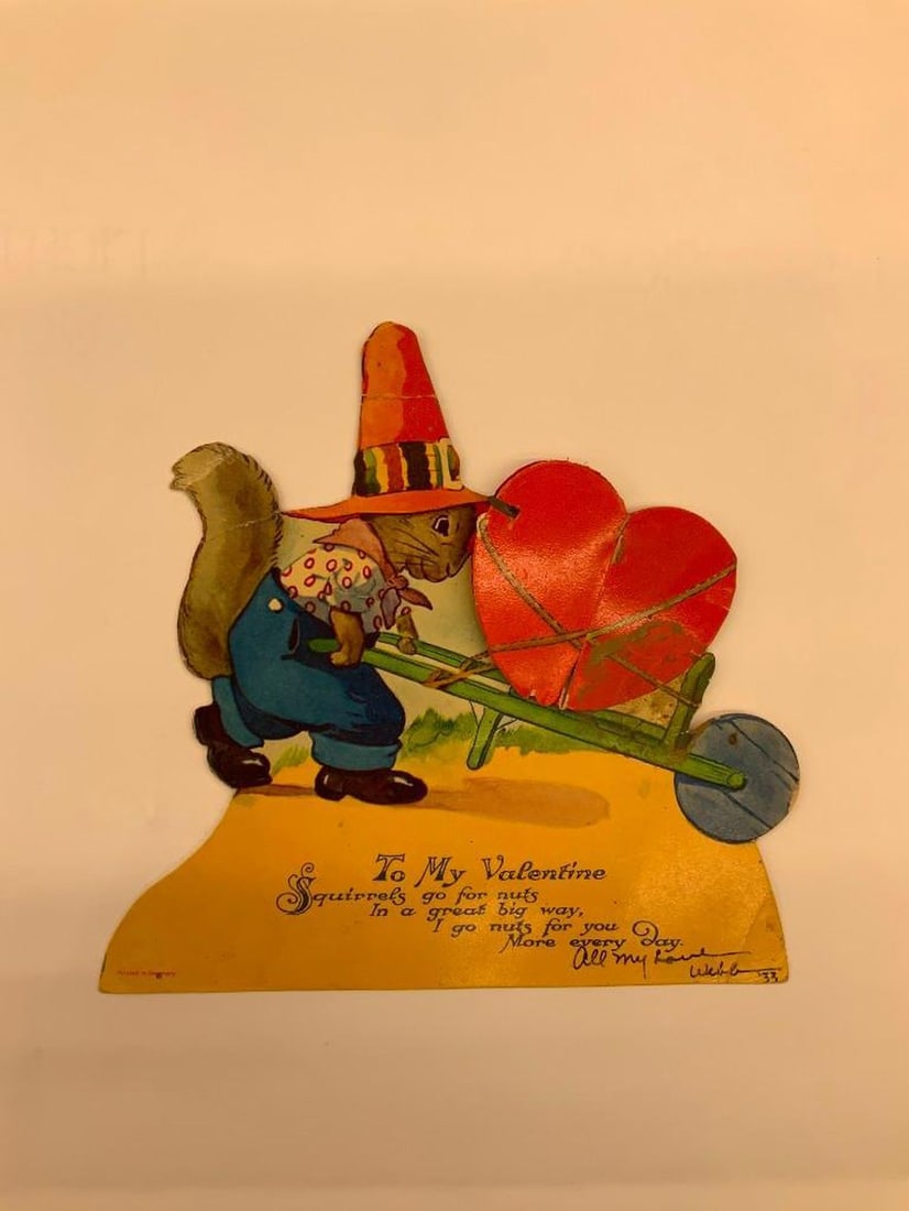 Valentine Card: squirrel with pushcart, "To My Valentine" (1 of 1)