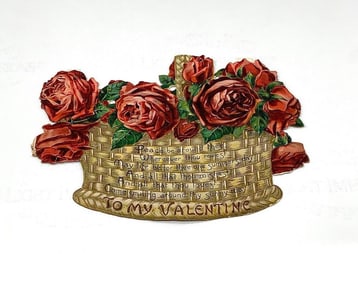 Valentine Card: roses in basket, "To my Valentine"