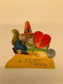Valentine Card: squirrel with cart, "To my Valentine"