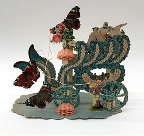 Valentine Card: pop-up, carriage and butterflies